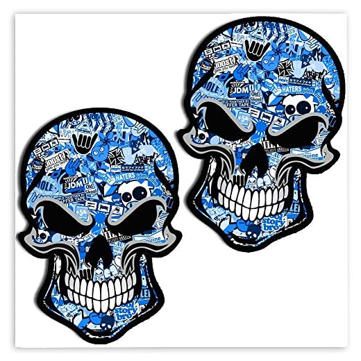 SkinoEu 2 x PVC Laminado Adhesivos Pegatinas DC Stickers Bomb Calavera Cráneo para Motociclista Autos Coches Motos Ciclomotores Bicicletas Ordenador Portátil Regalo B 50