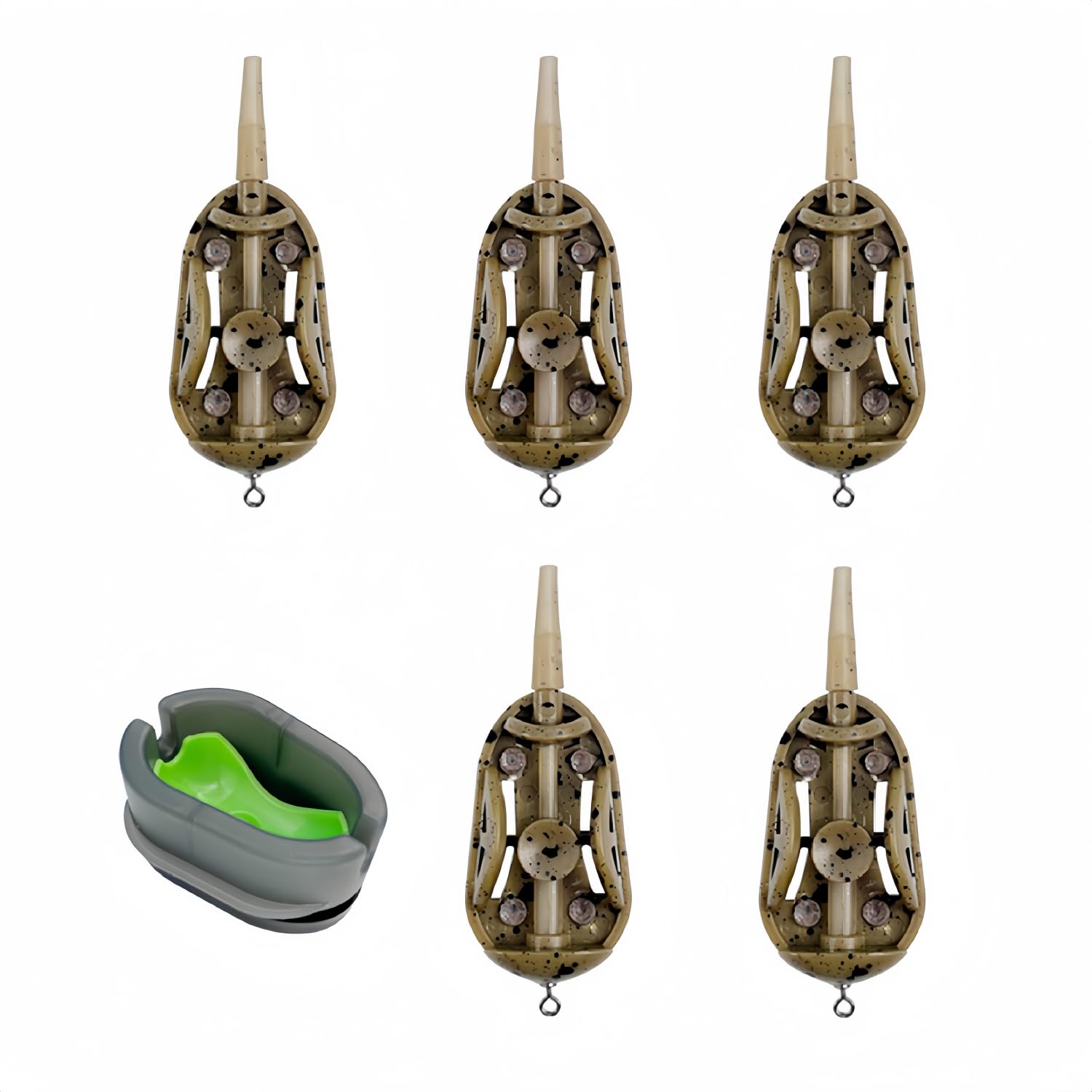 Method Feeder Set，6-Piece 20g 30g Inline Fishing Feeders with Quick Release Mould,For Feeder Bait Carp Fishing Pellet Bait.