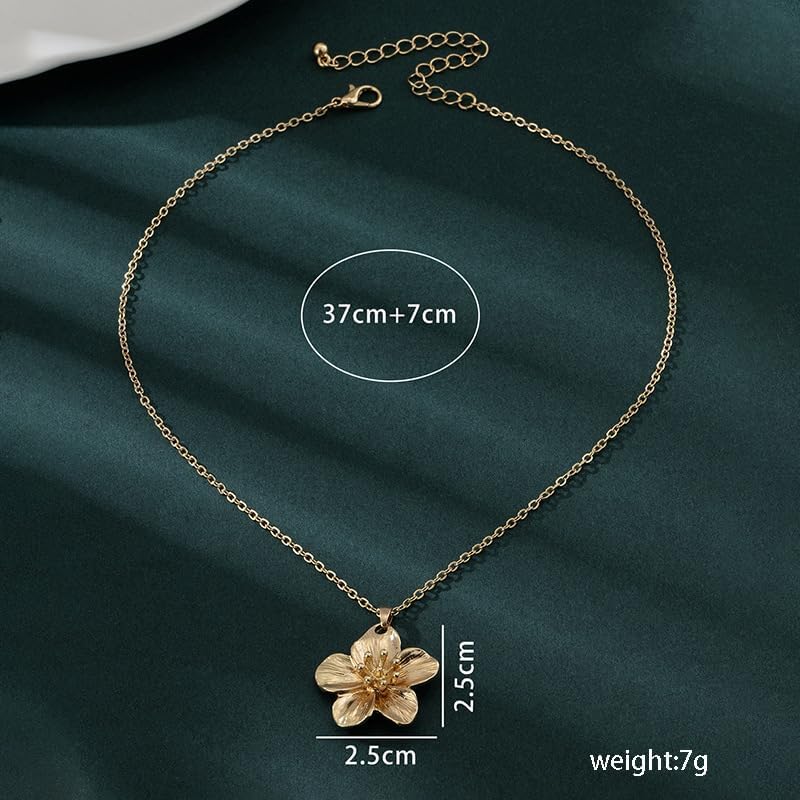 CJIAYUJEW Gold Flower Necklace - Trendy Golden Simple Flower Pendant Layered Necklace for Elegant Floral Jewelry Gifts, Perfect for Every Occasion - Image 6