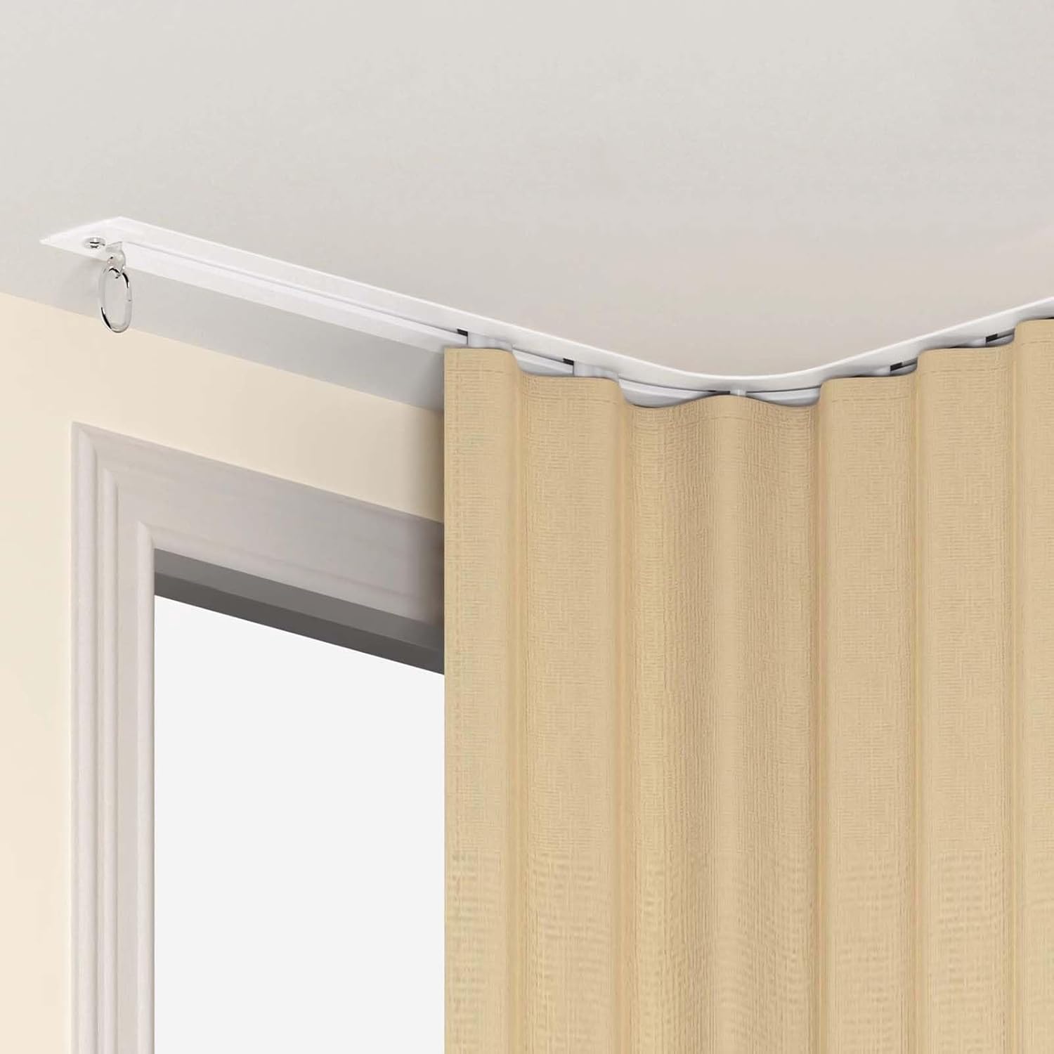 Curved Recessed ain Track System - Invisible Bay Window Rails, Flexible Aluminum Room Divider, 3.2m (10.5ft) for Smooth Gliding ains - Ideal for Modern Decor