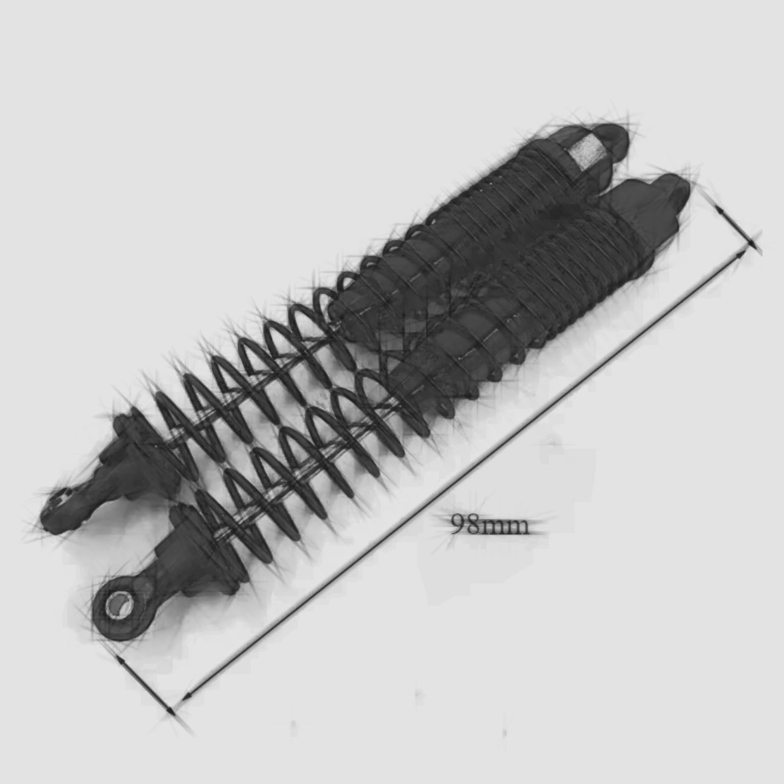 Zestaw amortyzatorów RC do HSP 106004 166004 94106 94107 94166 94155 06002 06062 S345, 2 sztuki amortyzatorów 95 mm 1/10 RC Off Road do wózków, krótkich ciężarówek RC (jasnoszary)