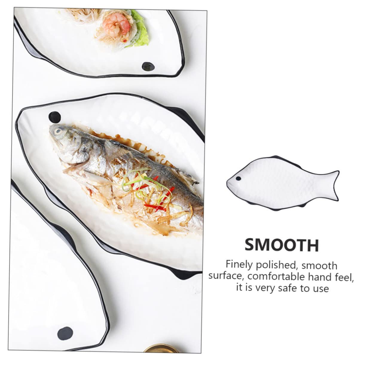 HEMOTON piatto di pesce al vapore a forma di pesce porta pesce in ceramica piatti da insalata bianchi teglie da forno pirofile per forno piatto da portata di pesce porta pesce creativo