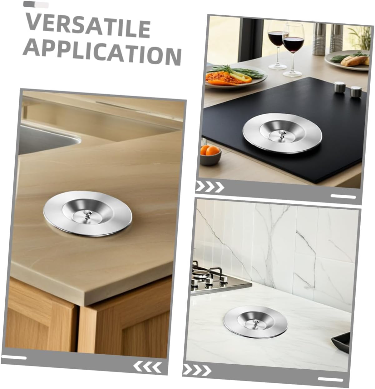 SMASOLO Recessed Garbage Lid 304 Stainless Steel Trash Bin Cover with Handle and Grommet, Kitchen Countertop Trash Can Lid Replacement for Waste and Recycling Cans