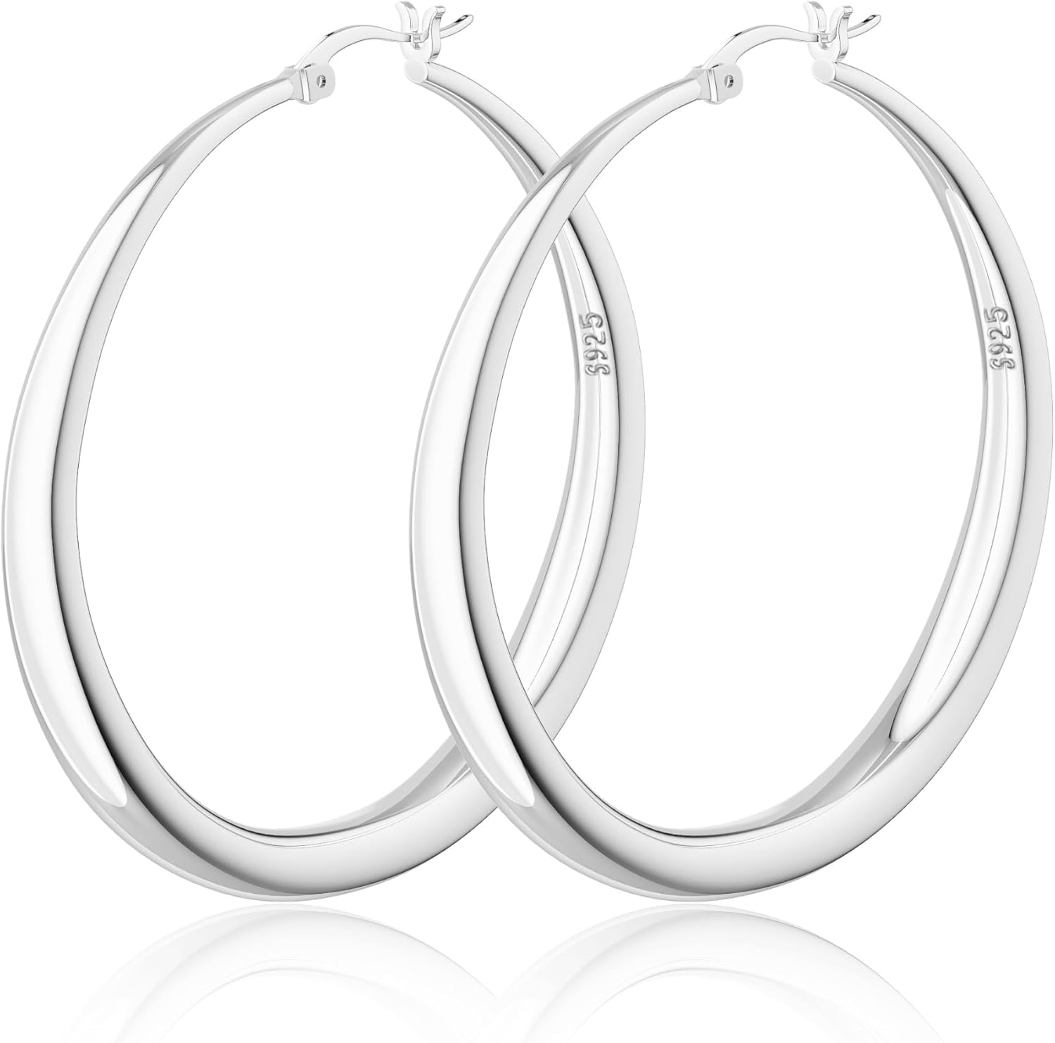 925 Sterling Silver Hoop Earrings for Women, Lightweight Hypoallergenic Hollow Circle Hoop Earrings, Fashion Jewelry Everyday Wear or Gift for Her
