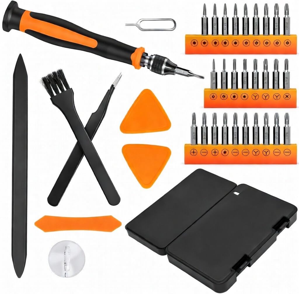Kit Cacciaviti di Precisione Professionale 40-in-1 | Set T1-T2_T3-T4-T5-T6-T8-T9-T10-T20 per Riparazioni e Smontaggio di iPhone, iPad, Switch, PS4, Xbox, PC, MacBook, Occhiali e Orologi screwdriver