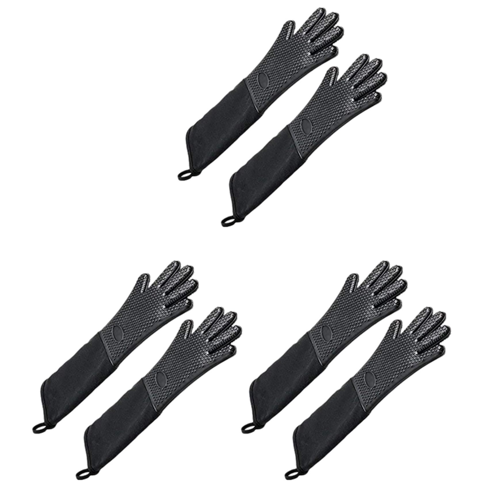 Hndhbfgrt 3X Extra Long Professional Silicone Oven Mitt, Heat Cooking Glove with Internal Cotton for Kitchen,Bbq