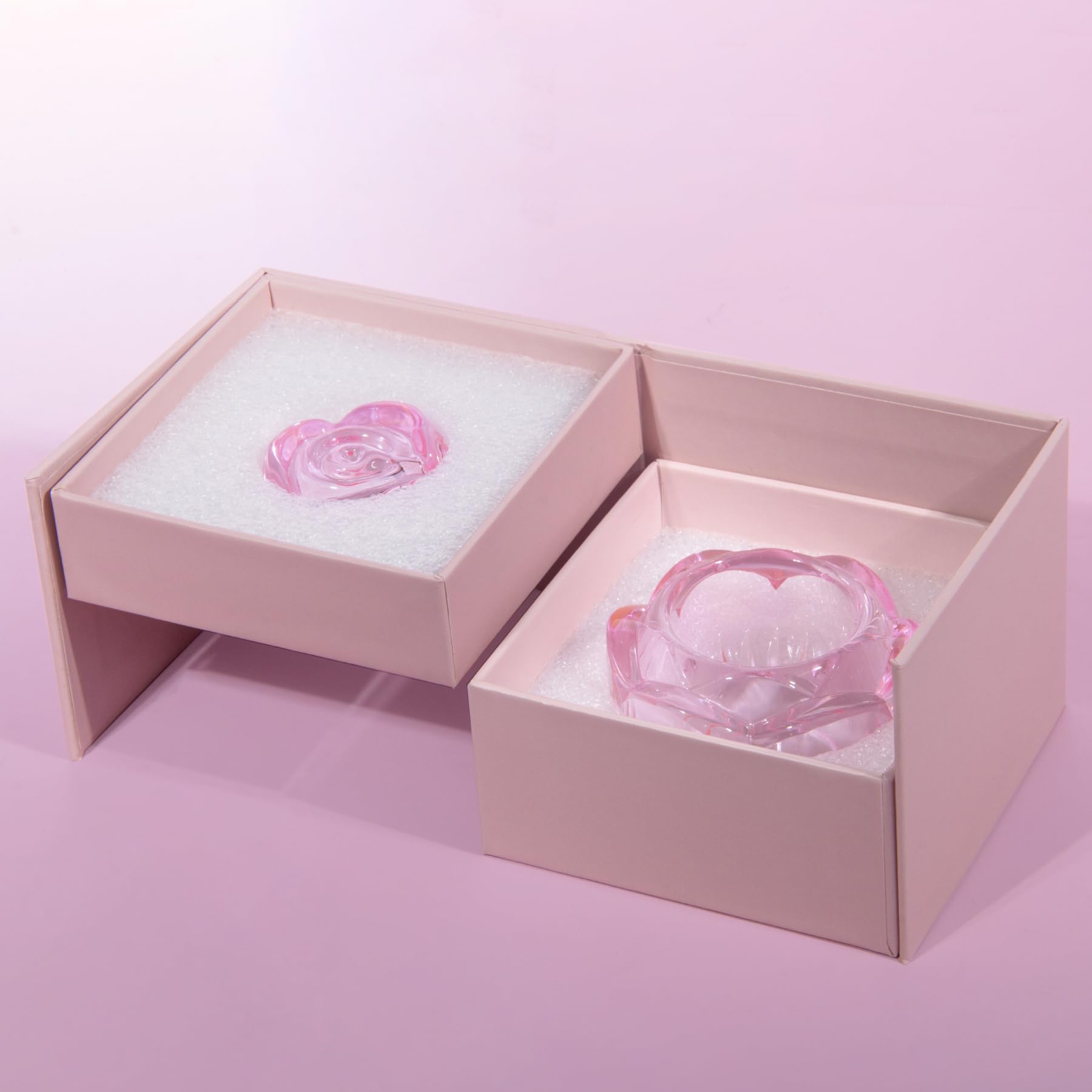 Unique Crystal Dappen Dish with Rose-Shaped Design, 36ml Capacity Crystal Dappen Dish with Lid-Perfect for Professional Artists（Pink）