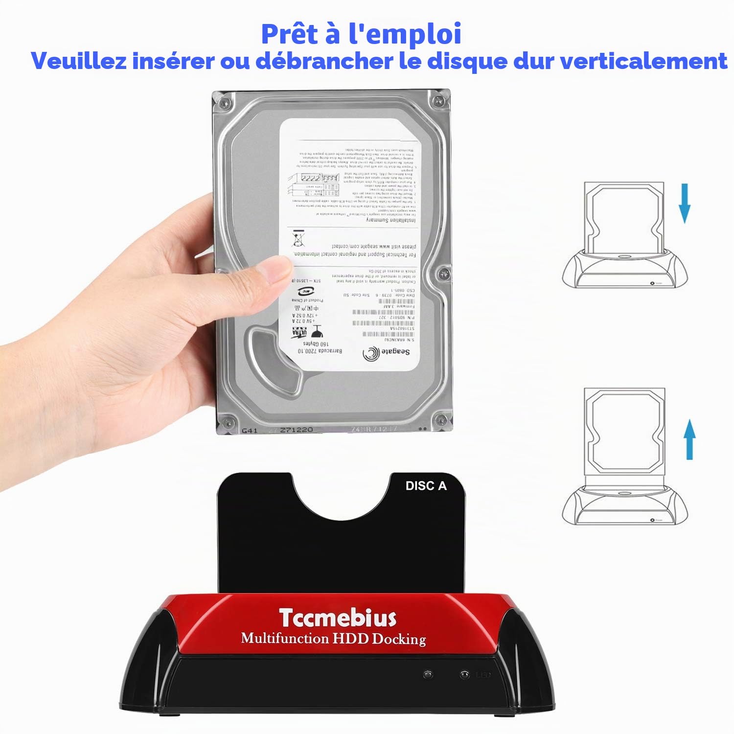 USB 3.0 Station d'accueil pour Disque Dur, TCC-S868-DE USB 3.0 à SATA IDE Dual Slots Boîtier de Disque Dur Externe, pour 2.5 "3.5" SSD IDE SATA I / II / III HDD