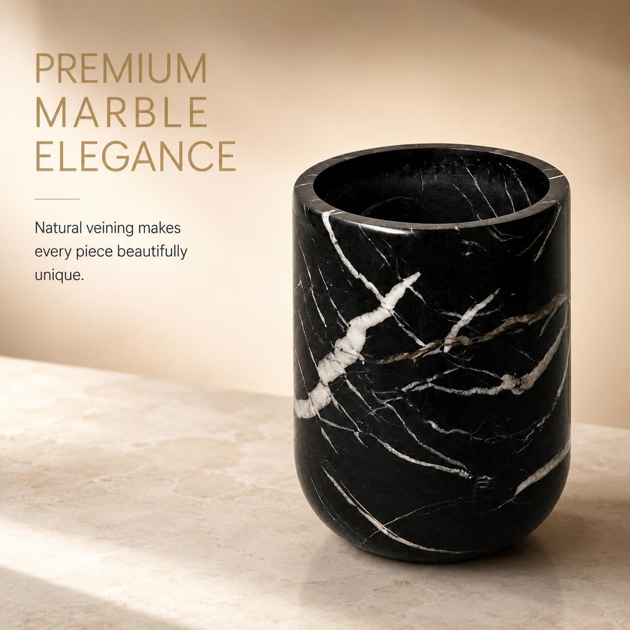 Luxury Black Marble Wine Chiller - Natural Stone Wine Bottle Cooler for Party