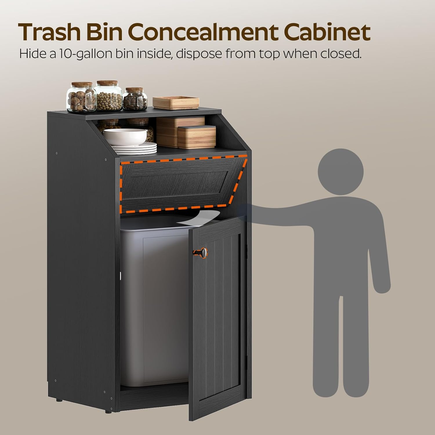 Trash Cabinet, Rolling Laundry Hamper with Hanging Rack, Laundry Sorter with Wheels, for Laundry Room