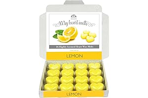 Lemon Scented Wax Melts: 16 Heart-Shaped Soy Wax Melts in Gift Box