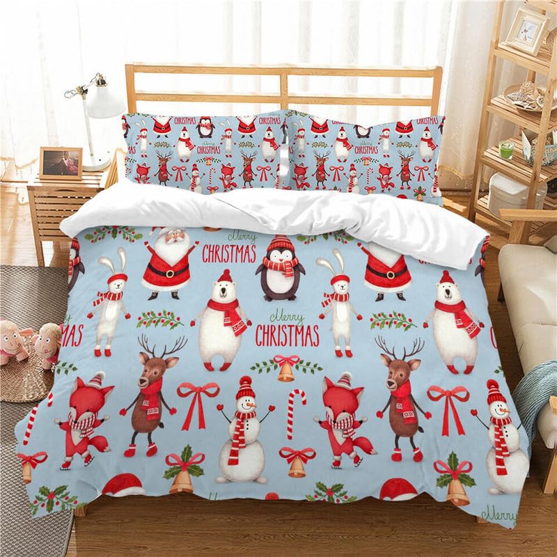Housse de Couette 240 x 260 Bleu avec 2 Taies d'Oreiller pour Lit Adulte