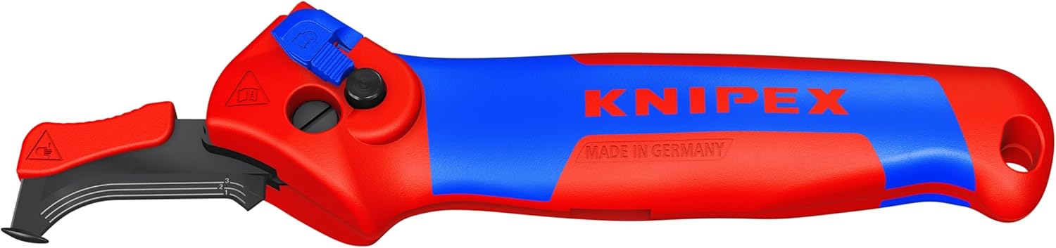 KNIPEX 16 50 145 SB Stripping Knife with Sliding Shoe and Ratchet Function with Multi-Component Sleeves 146 mm