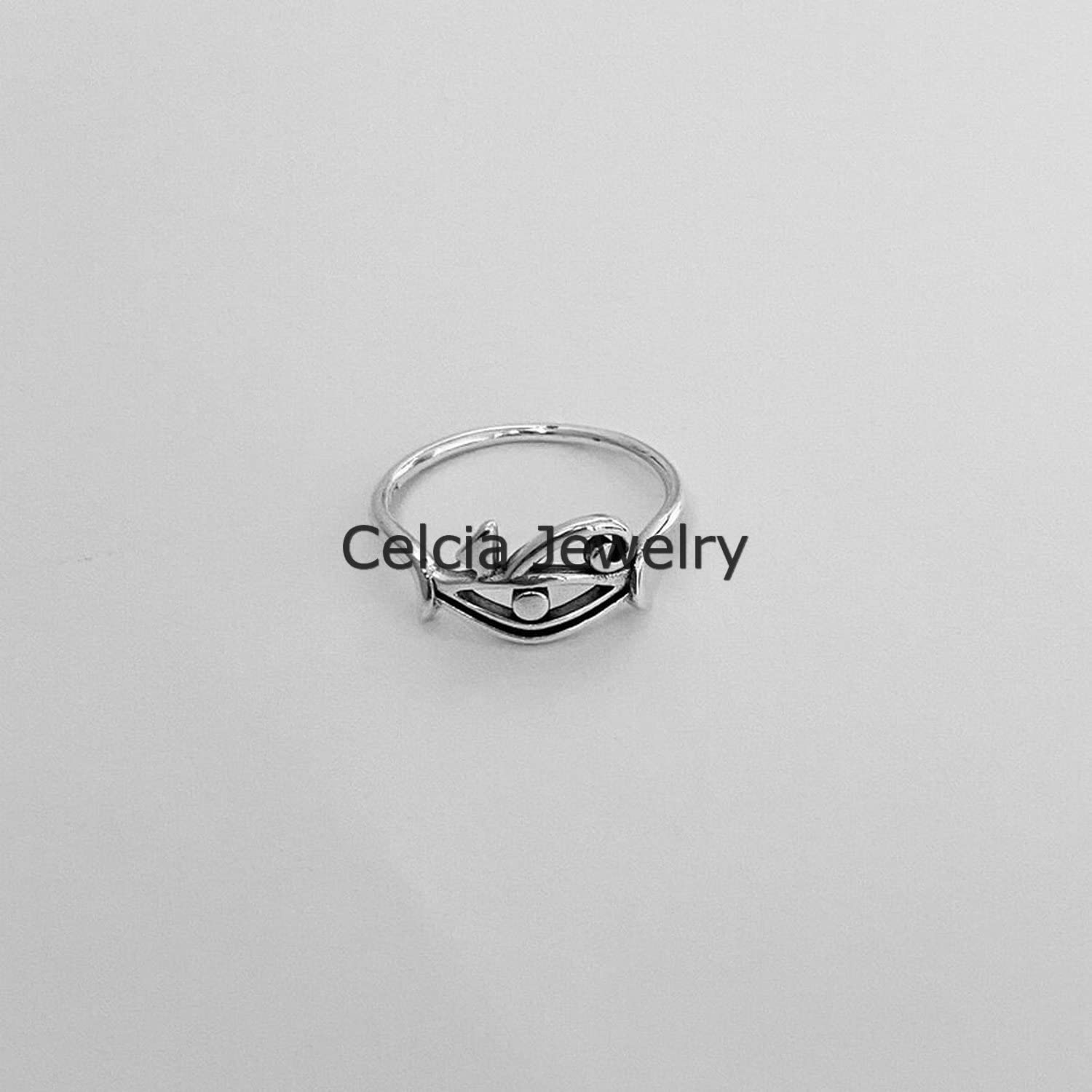 Solid 925 Sterling Silver Little Ra Eye Ring, anello organico, anello dell'occhio di Horus, anello di protezione, anello Boho Boho, anello minimalista, anello unico per la festa della mamma