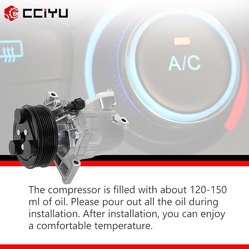 Miniatura 7 de cciyu Compresor de CA para Nissan Tiida 1.8L 2009-2010 para Nissan Versa 1.6L 2009-2010 Reemplazo del compresor de CA para automóvil