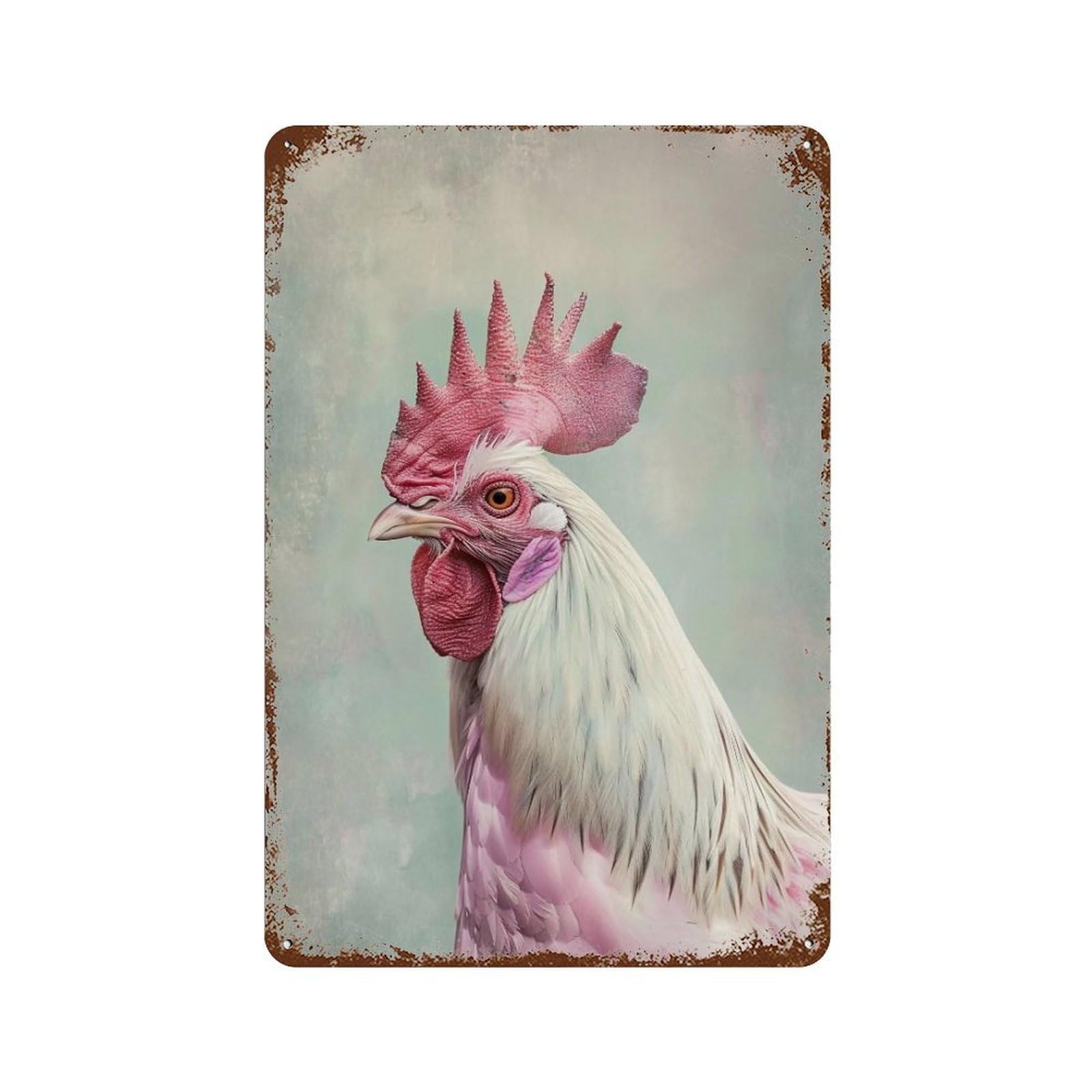 HDURYEYRYY Pastel Rooster Portrait 03 Wall Retro Iron Vintage Art Metal Tin Sign Poster Modern Home Cofffee Club Art Bar Shop Decor Style 30x20cm