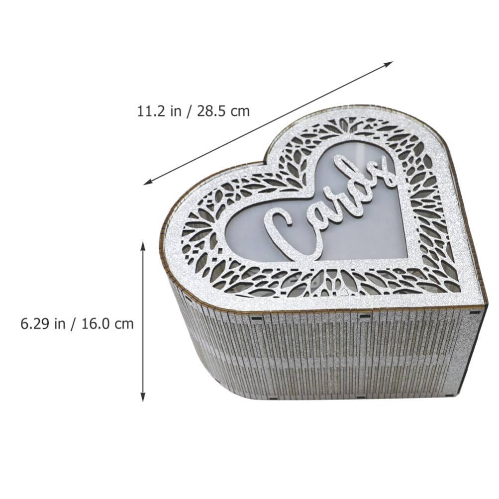 EXCEART Scatola in Legno Decorazione Argento a Forma di Cuore Facile da Assemblare per Biglietti e Auguri per Eventi e Fai-da-te