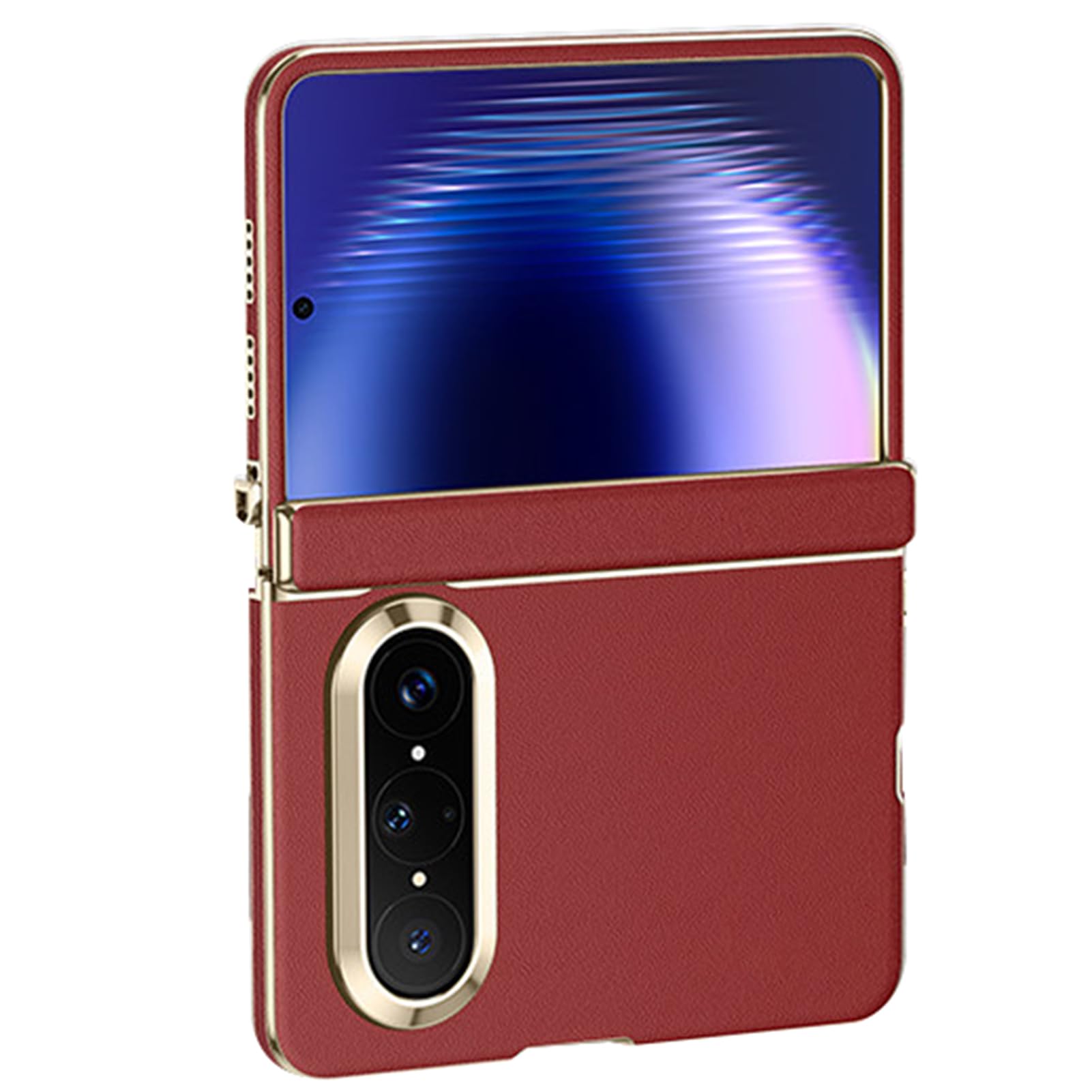Étui pour Huawei Pura X Max galvanisé rouge avec charnière cuir