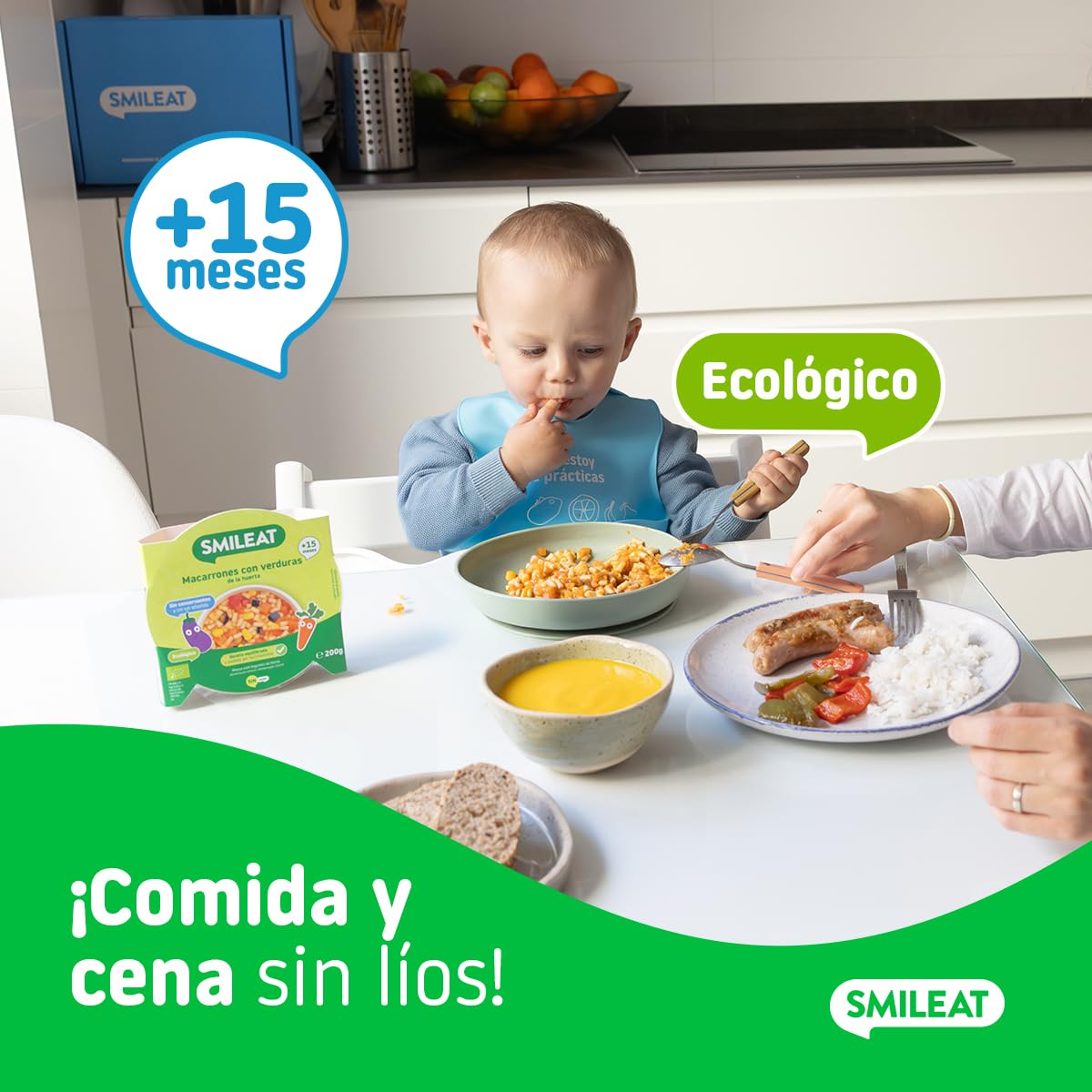 Smileat Platito de Macarrones con Verduras de la Huerta Ecológico 200g