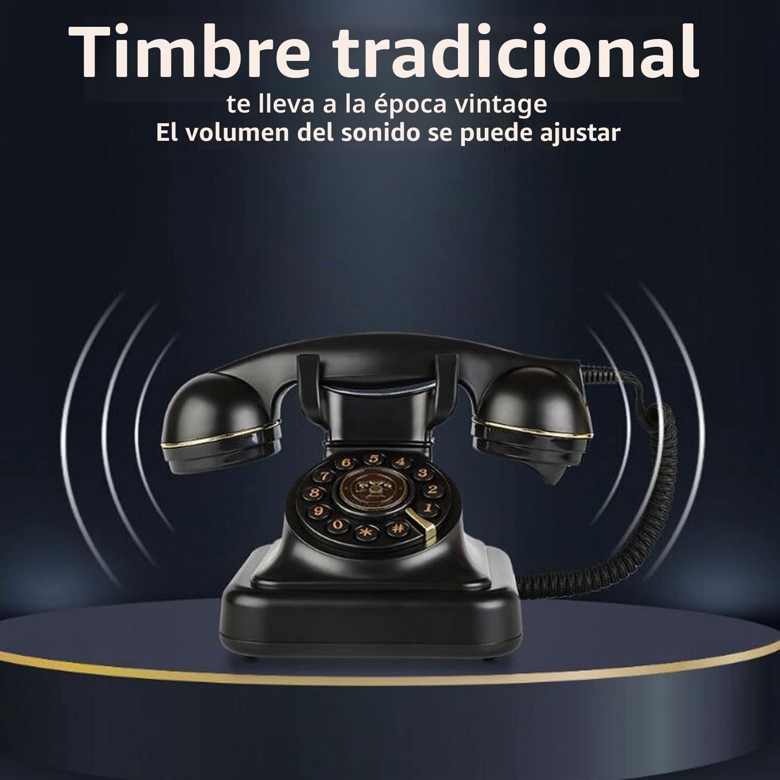 Teléfono Fijo Vintage, Teléfono de Escritorio con Cable Antiguo con Botón de Disco, Diseño Giratorio Clásico, Teléfono con Cable Retro para el Hogar y la Oficina