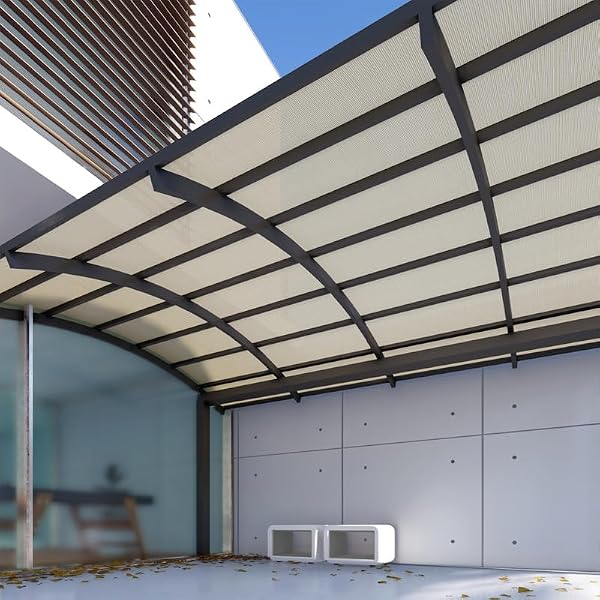 Windscreen4less 8'x50' Sun Shade Fabric Roll Shade Cloth Cover Wind Screen UV Block for Outdoor Pergola Patio Backyard Garden Greenhouse, Beige - 1