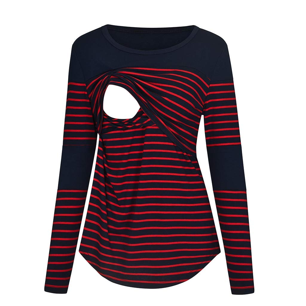 Schwangerschafts-Shirt Langarm - Gestreiftes Umstandstop Aus Baumwolle