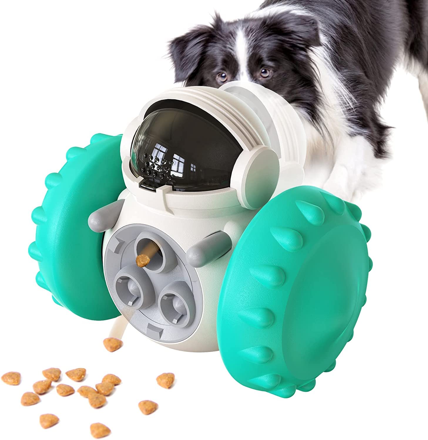 Chulovs Pet Treat Dispensing Puzzle Slow Feeder Toys for Small Medium Dogs Fun Multifunction Interactive Chase Dog Cat Toys,Pet Leaky Food Tumbler Toy (Lake Blue)