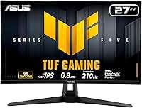 Monitor de jogos ASUS TUF Gaming VG27AQ5A-J: 68.6 cm, QHD (2560x1440), 210Hz(OC), Fast IPS, ELMB SYNC, 0.3ms GTG (min.), alto-falante estéreo, DisplayWidget Center, preto - Edição infiniarc