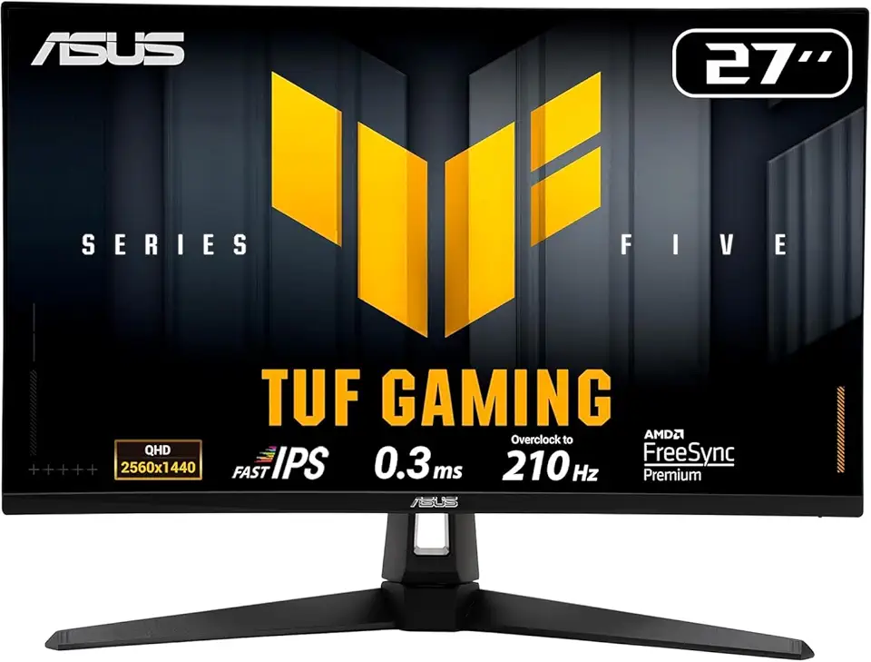 Monitor de jogos ASUS TUF Gaming VG27AQ5A-J: 68.6 cm, QHD (2560x1440), 210Hz(OC), Fast IPS, ELMB SYNC, 0.3ms GTG (min.), alto-falante estéreo, DisplayWidget Center, preto - Edição infiniarc