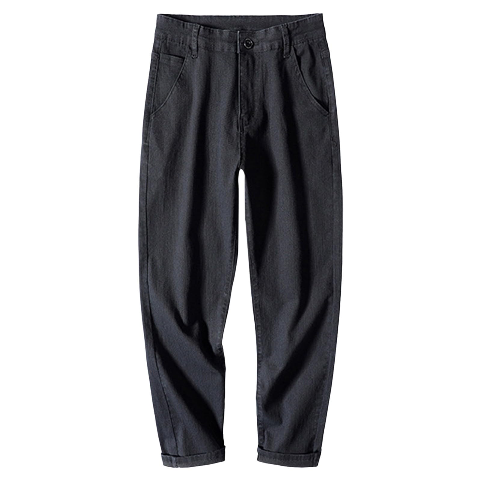 Jeans Strappati Uomo, Pantaloni Jeans Uomo Pantaloni da Allenamento Pantaloni Piegare Lavoro Denim Sfilacciato Vintage Hole Wash Men's Jeans Pantalone Jeans Estivi Jeans da Uomo Casual E Versatili