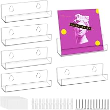 QWORK  6 Pack Clear Vinyl Record Holder Shelf, Wall Mounted Acrylic Record Display Rack with Installation Hardware 4 Inch | 10cm