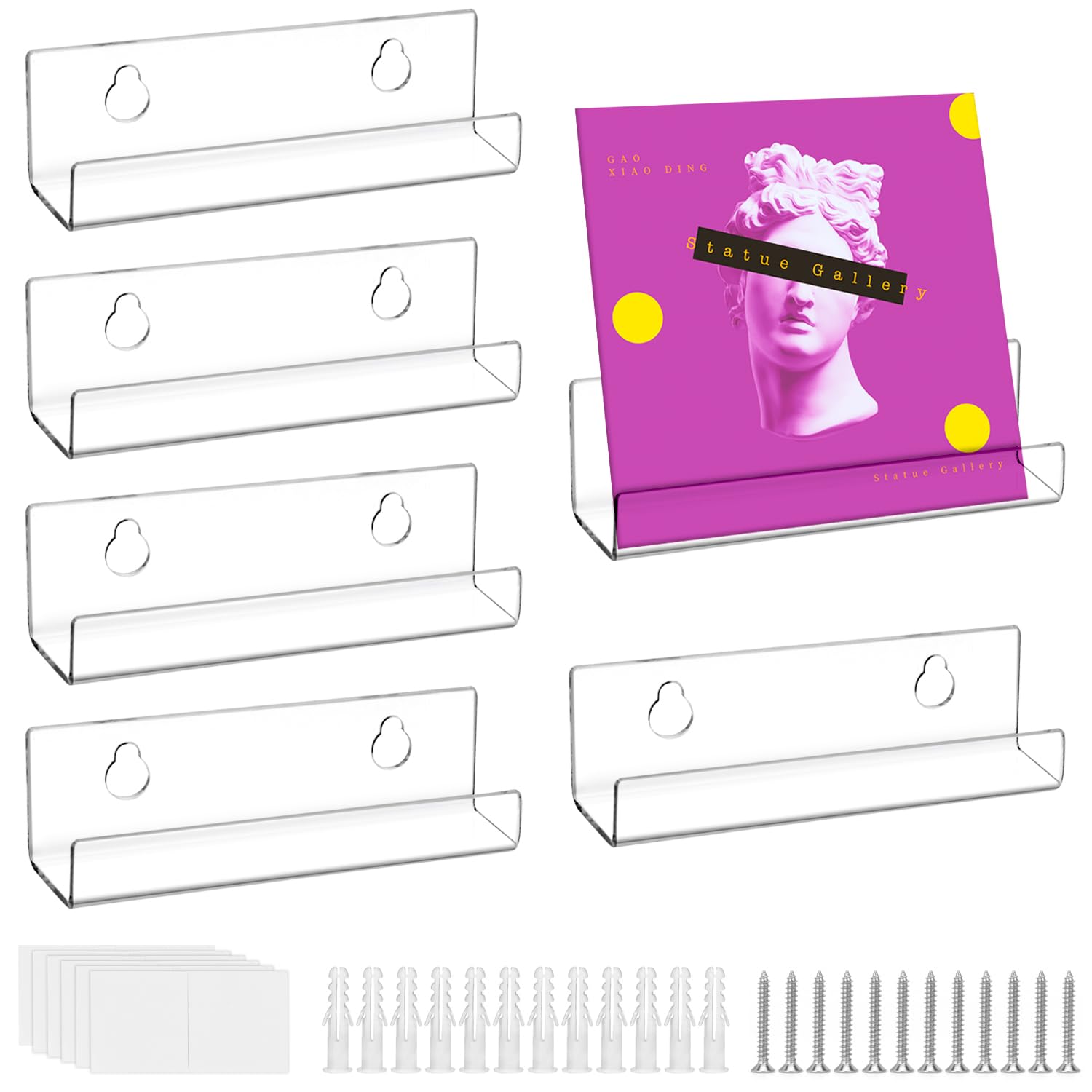 QWORK® set van 6 acryl nagellakplanken, parfumplanken, 38 cm, acryl wandplanken voor nagellak/parfum/cosmetica tot 90 flesjes