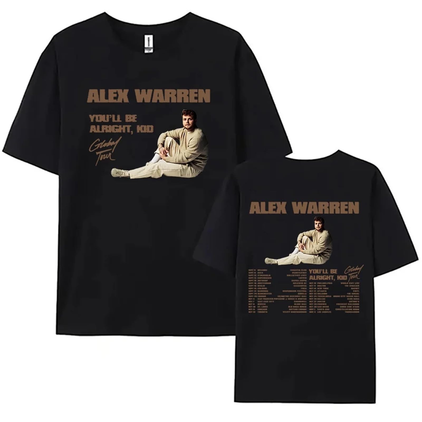 VBPOIYB T-Shirt Short Sleeve Cotton Summer Women Men Al-ex Singer Wa-rr-en Tour Merchandise Round Neck Soft Unisex t-Shirt (Black,M)