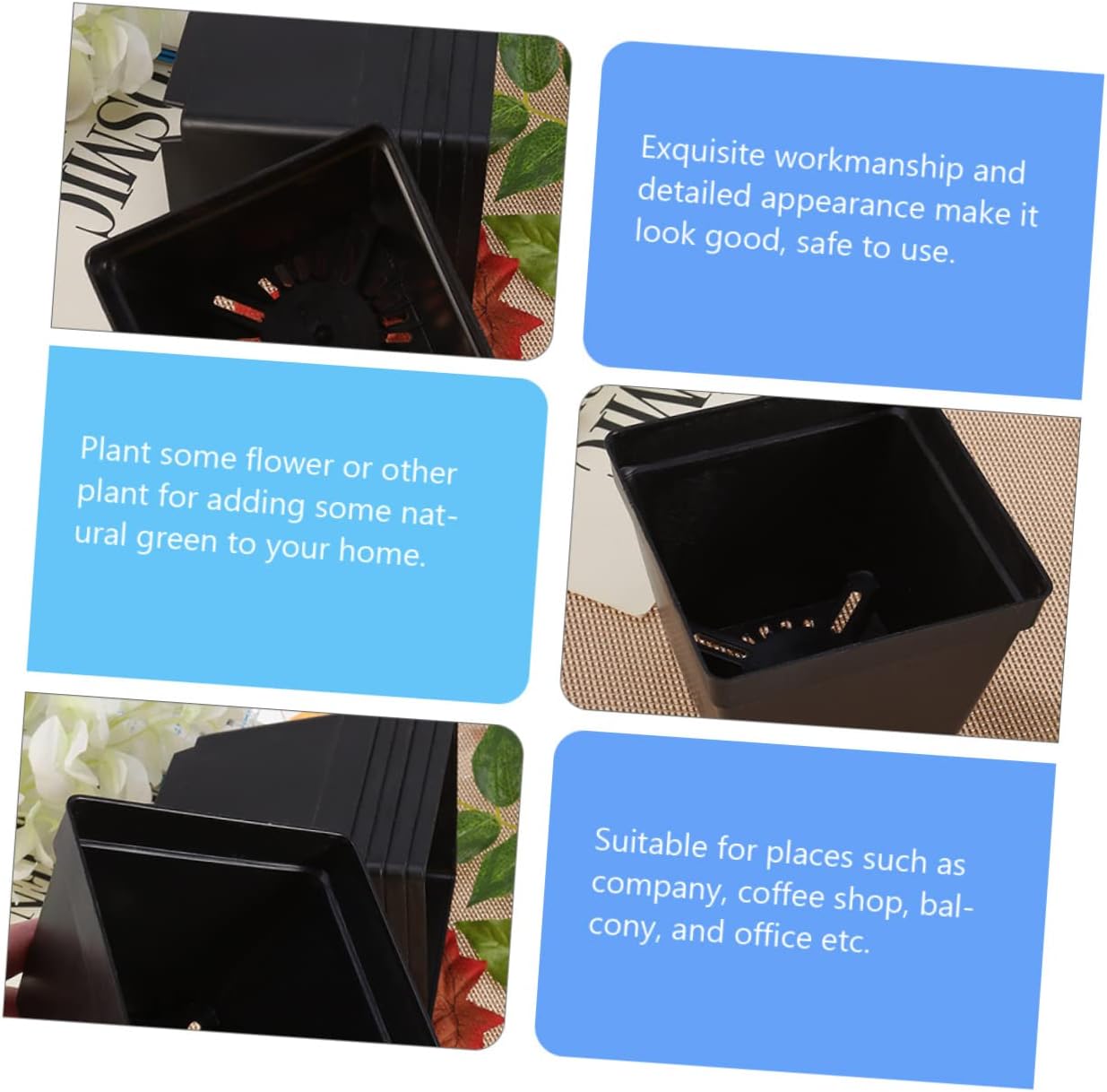 60pcs Square Plastic Plant Nursery Pots for and Flowers Modern Mini Gardening Containers for Indoor and Outdoor Use and Lightweight Design