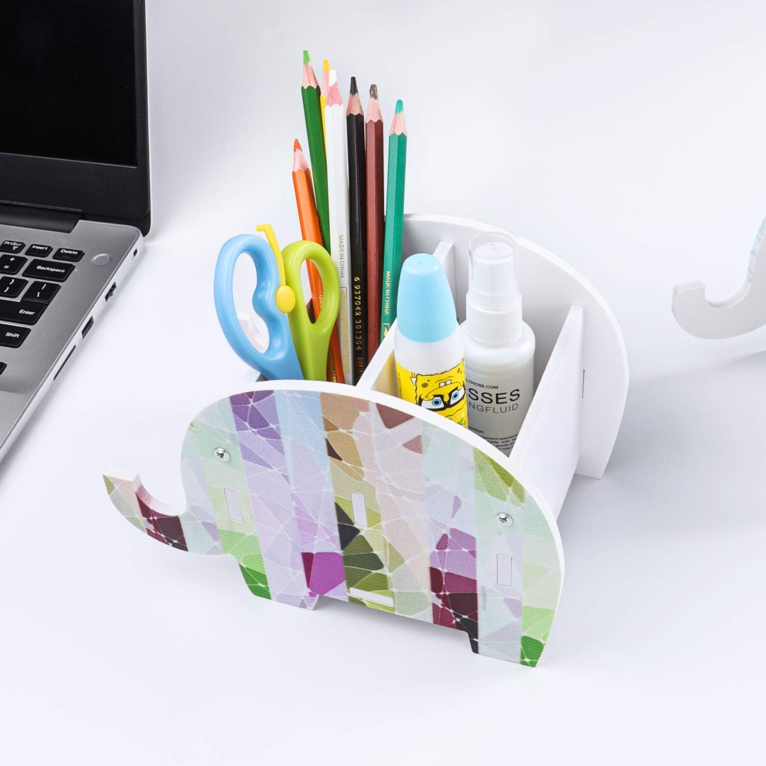 MOKANI Pen Pencil Holder for Desk Cute Elephant Gifts Desk Organizer Marker Makeup Brush Holders Workspace Organizers Office Decor Accessories with Phone Stand Christmas Gifts For Women Men Adults : Office Products