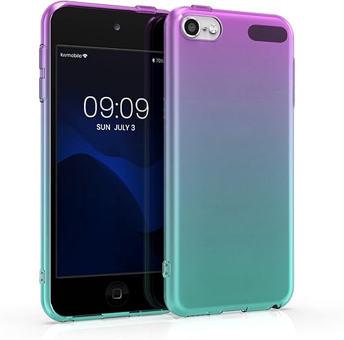 kwmobile Funda transparente compatible con Apple iPod Touch 6G  7G (6 y 7 generación), carcasa trasera de TPU, bicolor violeta, azultransparente