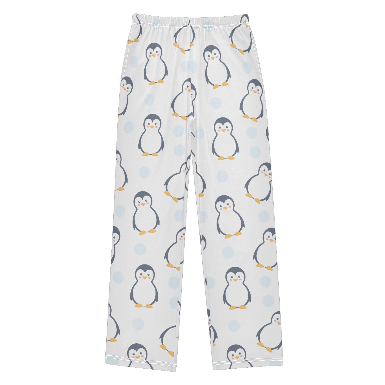 Mnsruu Penguins Schlafanzughose für Jungen, nahtloses Muster, mit Taschen, bequeme Nachtwäsche, elastischer Bund, Pyjamahose, Kinder-Pyjamahose für 6–14 Jahre