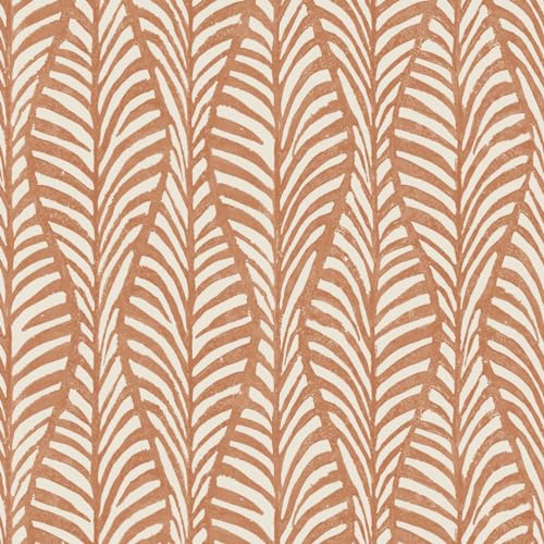 Tempaper Red Block Print Leaves Removable Peel and Stick Wallpaper, 20.5 in X...