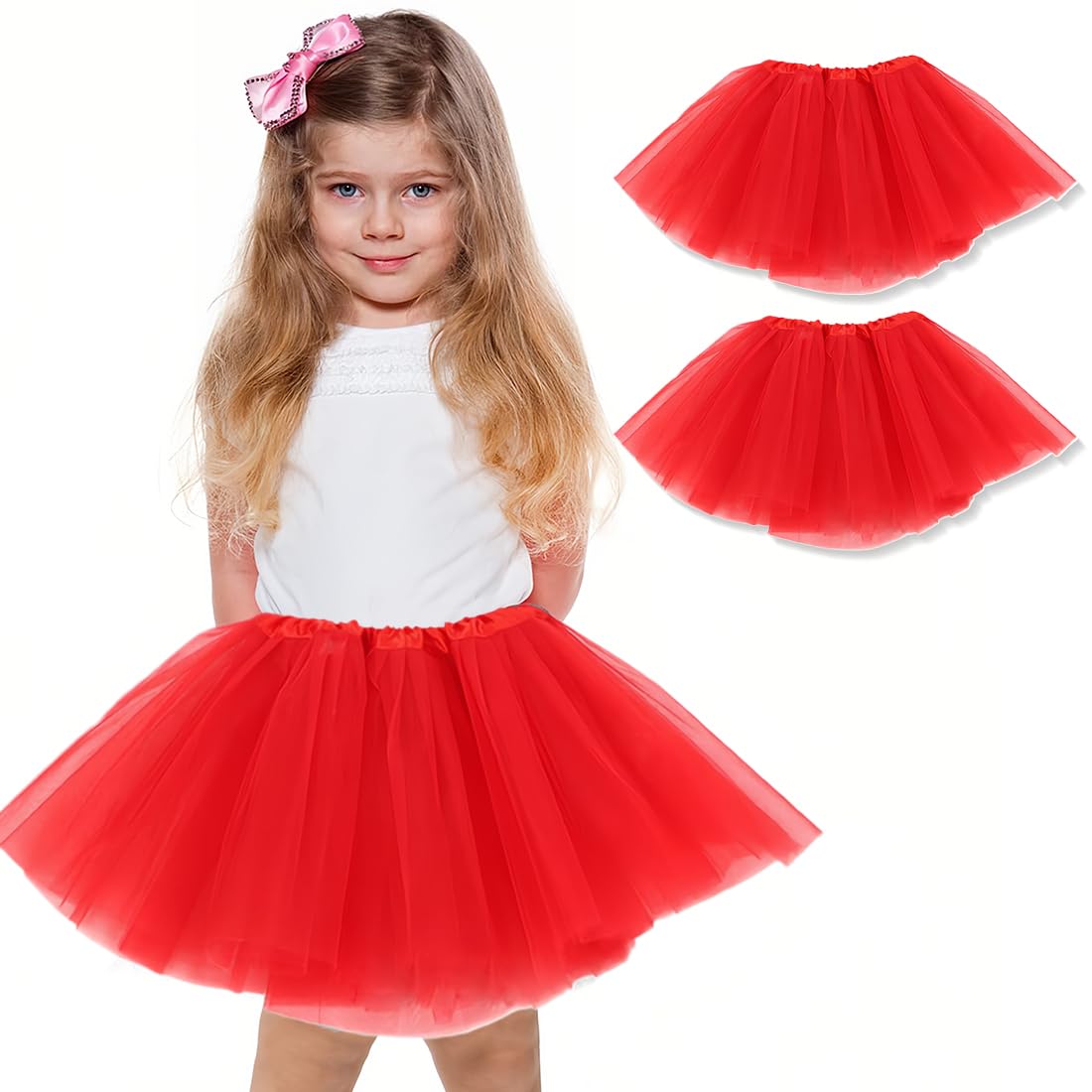 Paquete de 2 faldas de fiesta para niñas, disfraz de tutú, tutú de tul para fiestas de baile, enagua de ballet, verde — view 11