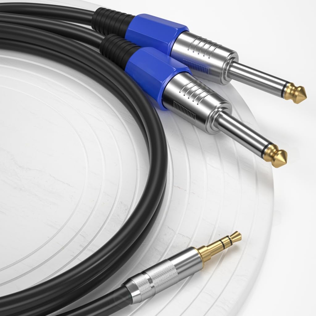 Câble audio 3,5 mm vers double 6,35 mm vers deux adaptateurs Y répartiteur pour systèmes audio pour studio et scène
