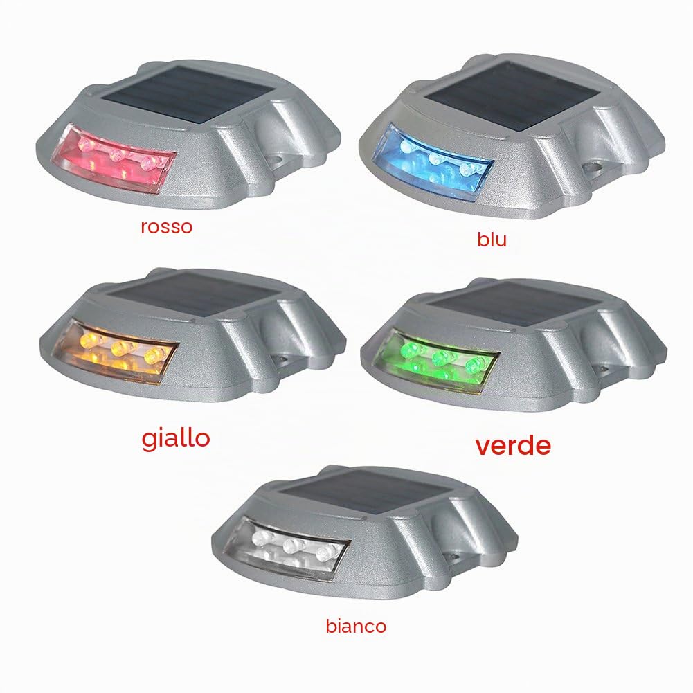 Luci Solari per Deck, Luci LED Road Studs, Lampada di Sicurezza Stradale Lampeggiante di Avvertimento, Marcatura Quadrata per Recinzione Esterna (Blu)