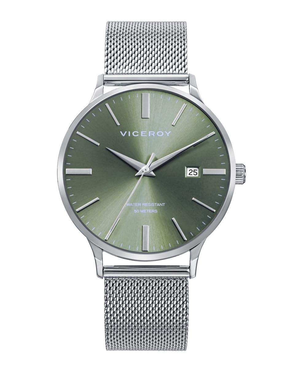 Viceroy Reloj Hombre Elegante para Vestir de Acero Inoxidable - 41 mm - Movimiento de Cuarzo - Bisel Dorado - 401497