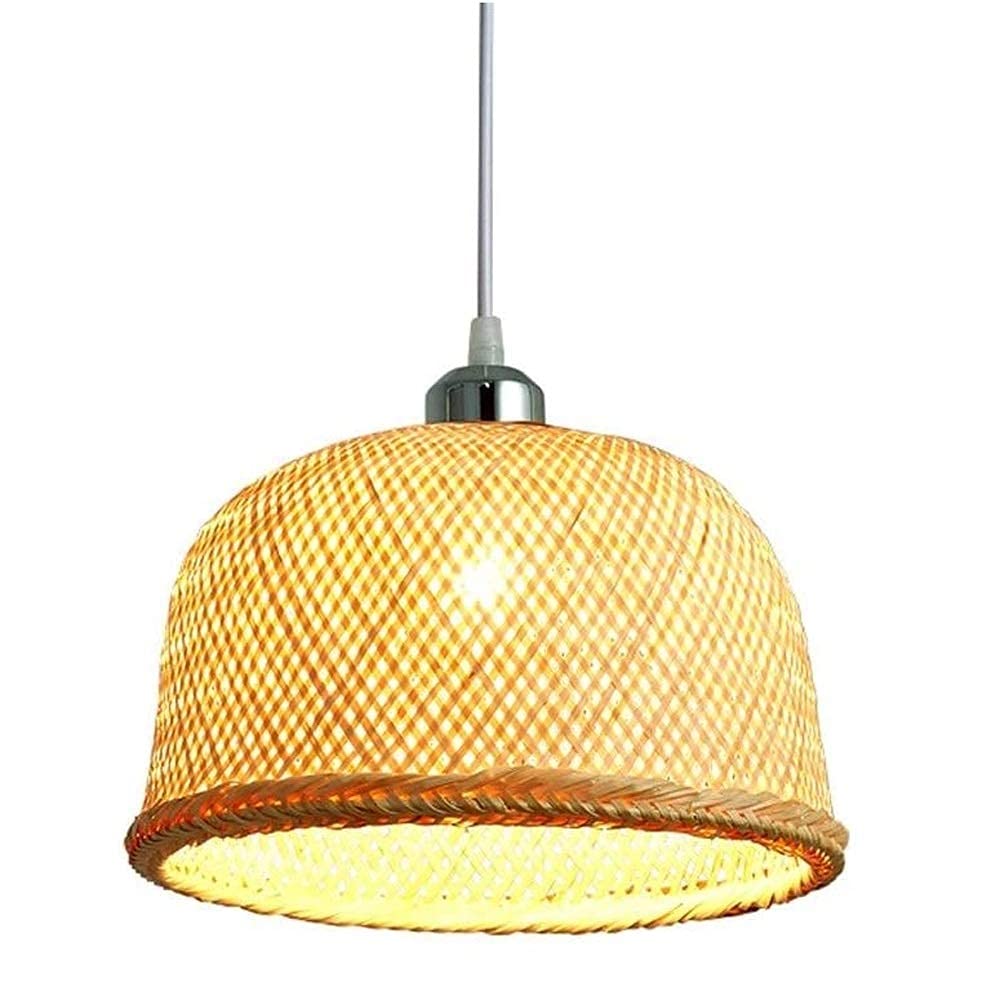 Lámpara de bambú para comedor que elimina reflejos molestos con luz difusa