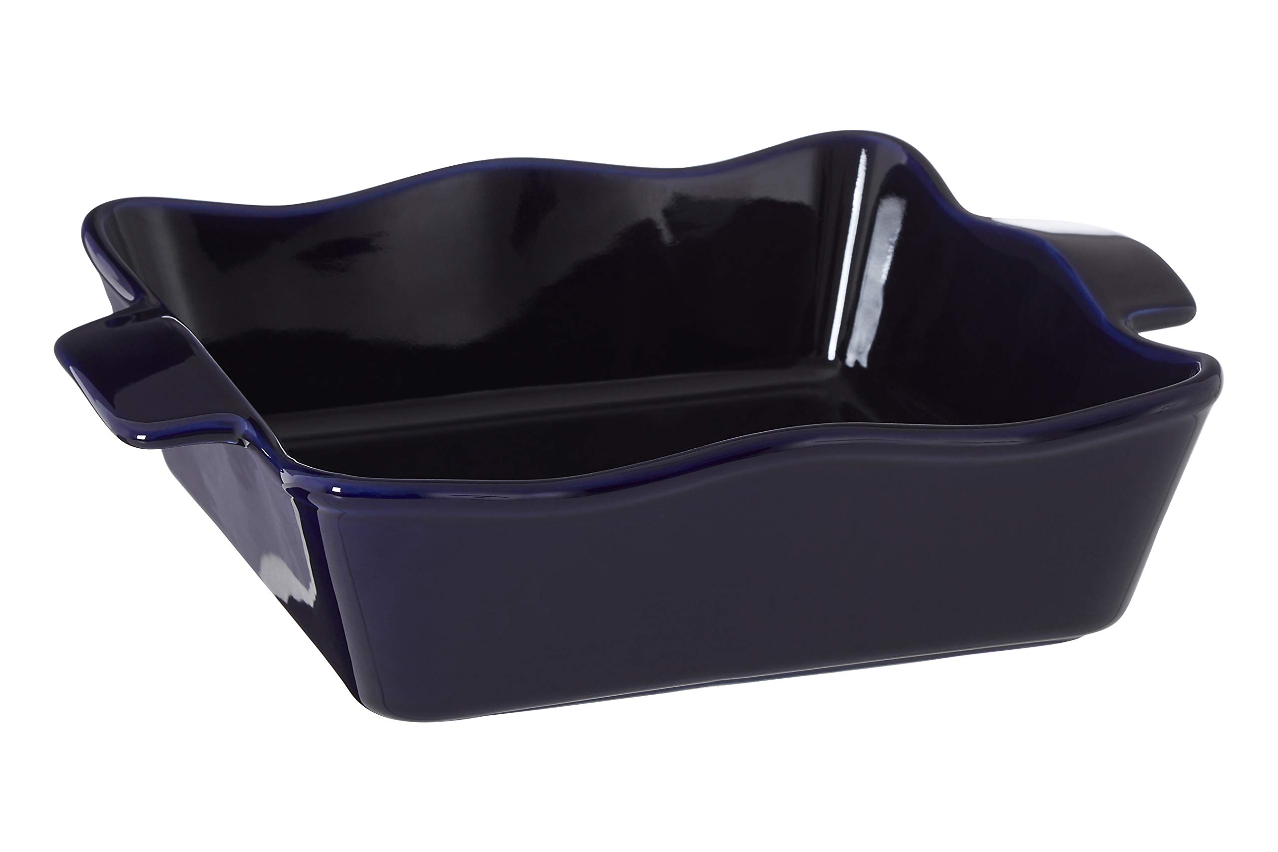 Premier Housewares Square Oven Dish - Blue & Cream Stoneware Baking Dish with Handles - 23cm