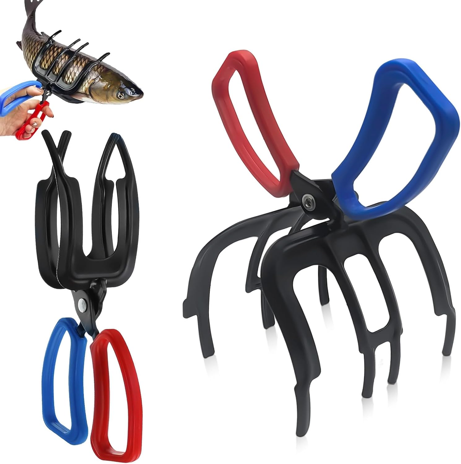 2&3 Claw Fish Gripper,Metal Fishing Pliers Gripper Catch Fish Control Clamp | 2 Packs Grabber Catch Fish, Forceps Fish Grabber Holder Tackle Accessories for Most Freshwater Fish and Crab, Fishing Tools