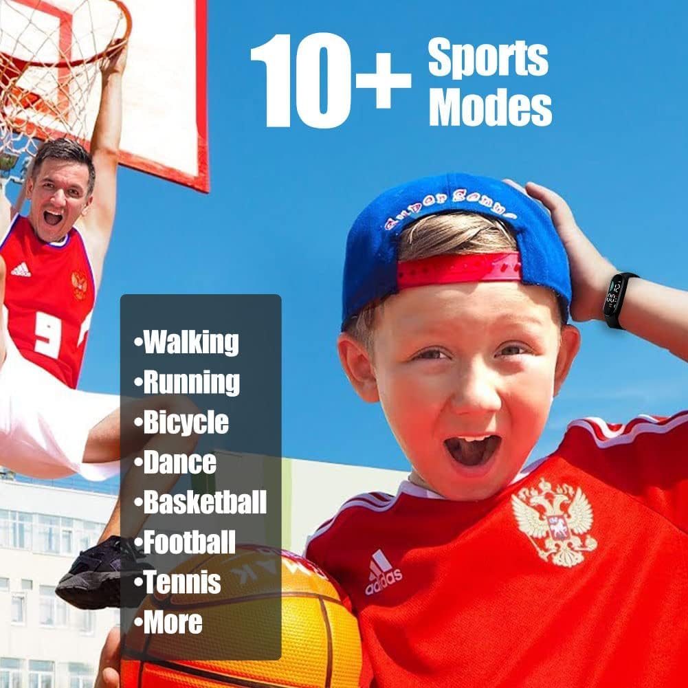 Smartwatch Podomètre, Montre Enfant, Montre Connectée Intelligente Etanche IP68, Montre Connectée Enfant Sport, Fitness Tracker Montre Enfants, Trackers d'Activité pour Garçon Fille (Noir)