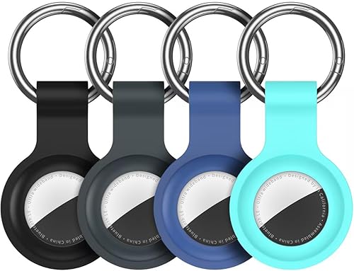 Paquete de 4 llaveros compatibles con AirTag, funda de silicona para AirTag, llavero para AirTag, rastreador GPS, accesorios para buscadores de