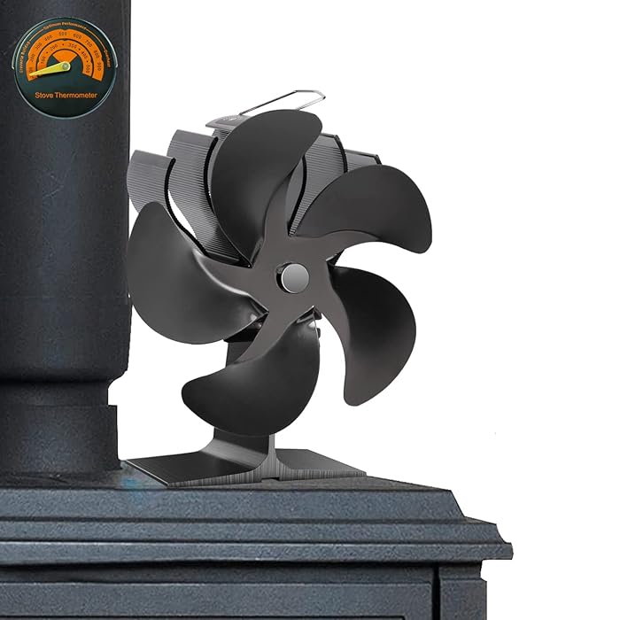 Buy Weyderk Wood Stove Fan Heat Powered, 5 Blades Non Electric Ecofan