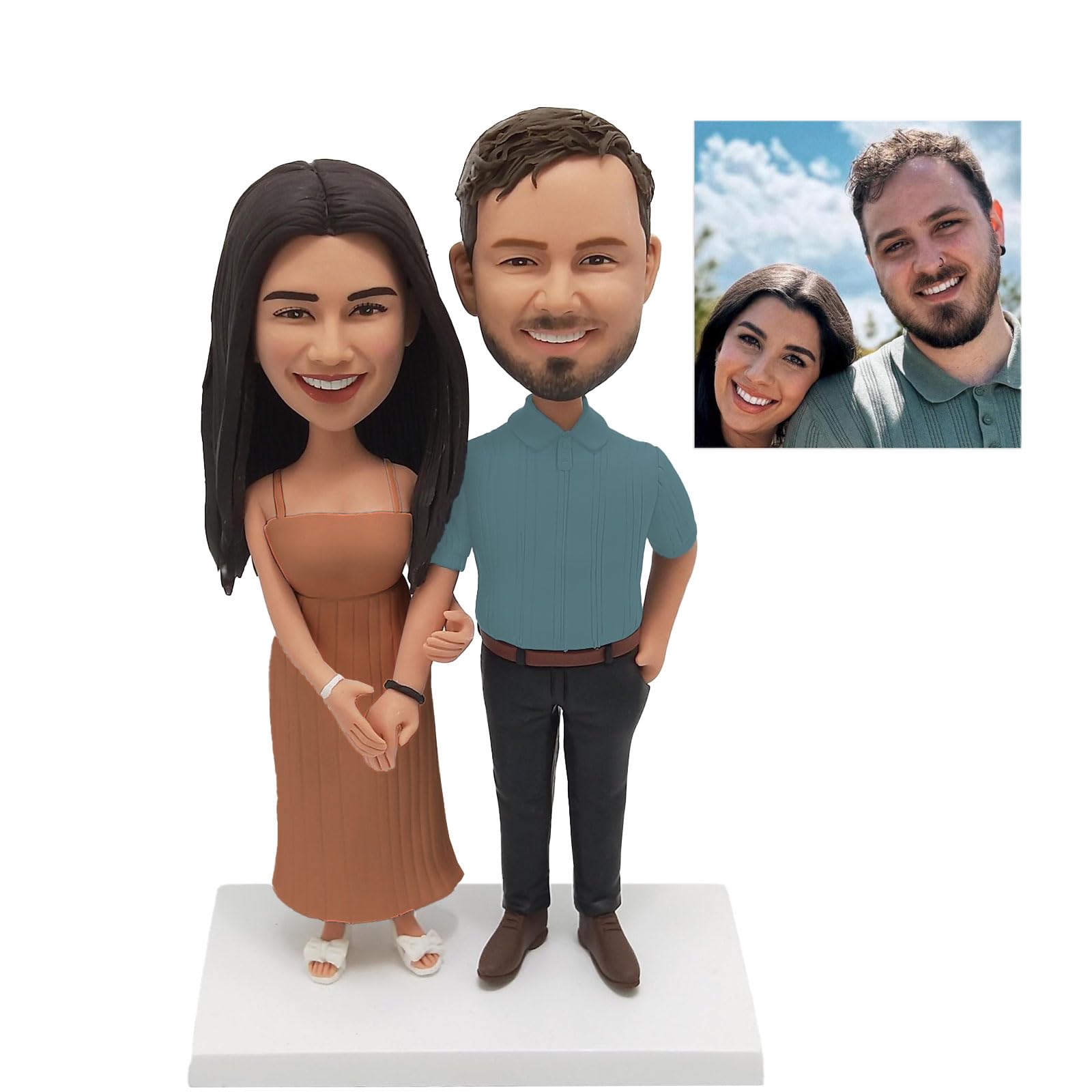 custyoulife Custom Bobblehead, Personalised Bobblehead Dolls Handmade Figurine Sculpture from Your Photo, Action Figure Based on Your Photo, Gift for Boss Husband Friends Boyfriend (Style 2)