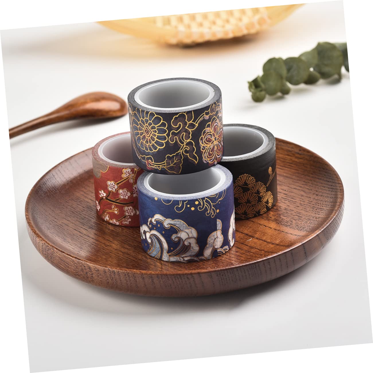 NUOBESTY 8rollos Cinta De Papel Washi Diseño De Hot Stamping Para Manualidades y Álbumes De Recortes Rama De Melocotón Olas Grulla Flores